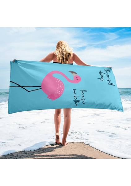 Be Always Yourself - Yazılı Flamingo Plaj Havlusu - Pamuk