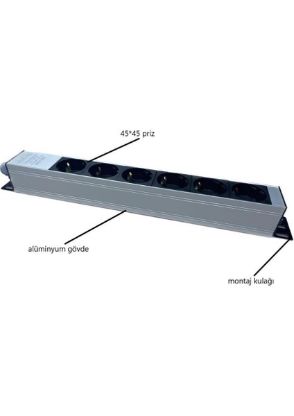 6'lı Kablosuz Grup Priz Aluminyum Gövde 16A 250V 4000W