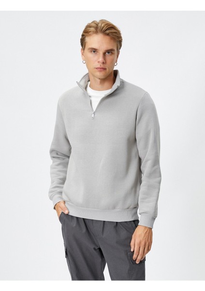 Yarım Fermuarlı Sweatshirt Dik Yaka Uzun Kollu modelleri