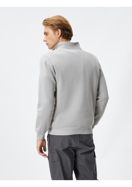 Yarım Fermuarlı Sweatshirt Dik Yaka Uzun Kollu fırsatları
