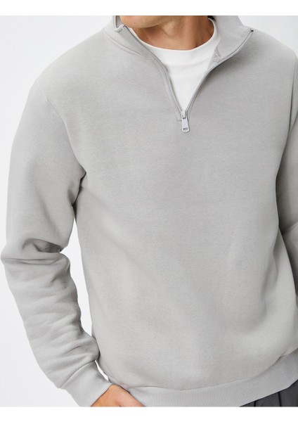 Yarım Fermuarlı Sweatshirt Dik Yaka Uzun Kollu indirimleri