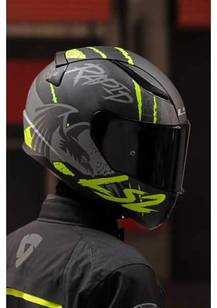 Rapıd Raven Mat Siyah-Gri-Neon Sarı Kask
