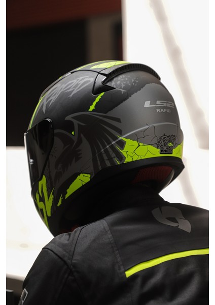 Rapıd Raven Mat Siyah-Gri-Neon Sarı Kask