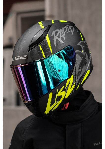 Rapıd Raven Mat Siyah-Gri-Neon Sarı Kask C2 modelleri