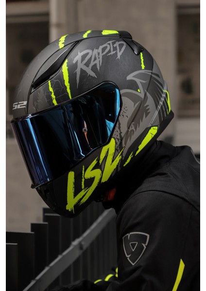 Rapıd Raven Mat Siyah-Gri-Neon Sarı Kask C3