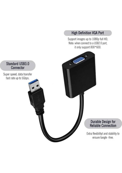 4956S USB 3.0 To VGA Çevirici Dönüştürücü Adaptor Monitör Kablosu
