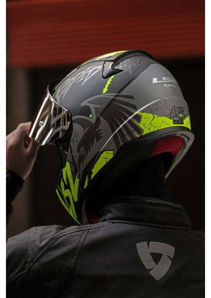 Rapıd Raven Mat Siyah-Gri-Neon Sarı Kask C5