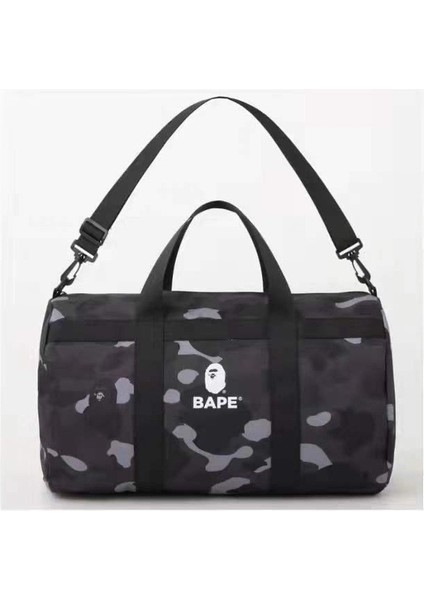 Bape Gri ve Siyah Kamuflaj Spor Çantası (Yurt Dışından)