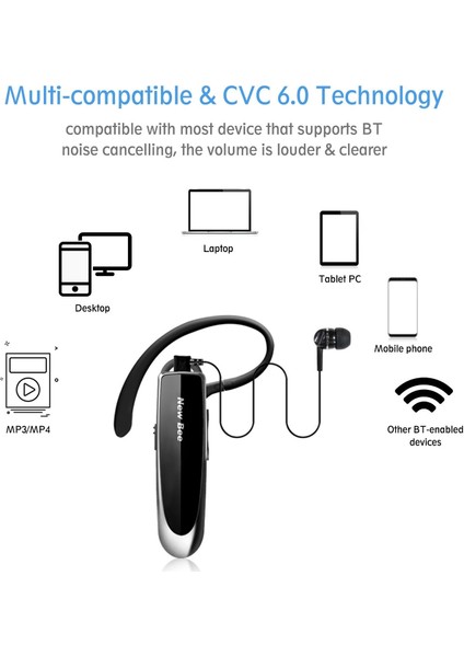 Qualcomm Bluetooth Kulaklık B41 Hd Konuşan Asılı Kulak Süper Uzun Bekleme Tek Kulak Iş Kablosuz Kulaklık (Yurt Dışından)