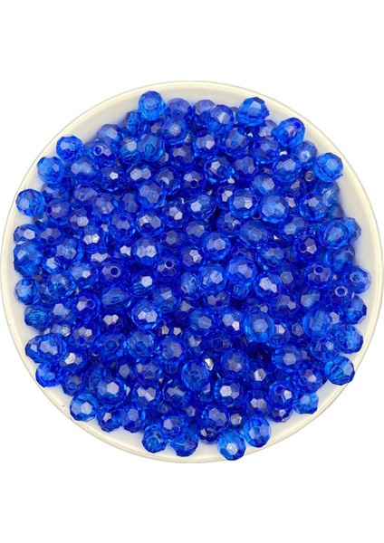 50GR 8mm Saks Koyu Mavi Renk Petek Model Akrilik Boncuk,takı,çanta Boncuğu (50GR,~200 Adet)