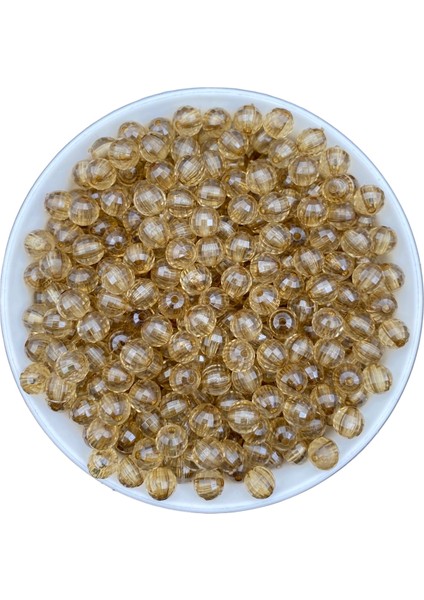 8mm Vizon Açık Kahverengi Akrilik Dünya Model Boncuk,takı , Çanta Yapım Boncuğu (50GR,~200 Adet)