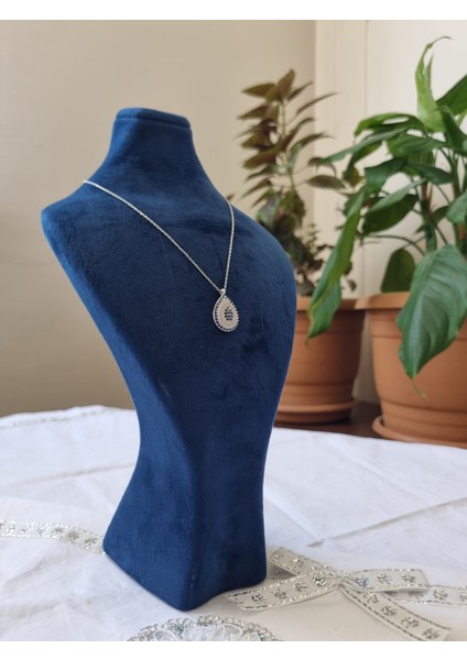 925 Ayar Gümüş Damla Nazar Boncuklu Kolye