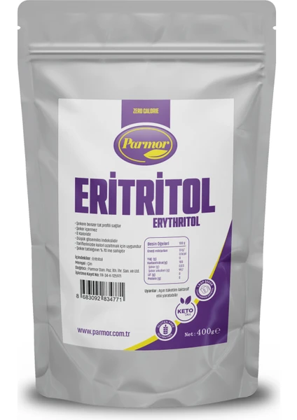 400 G Eritritol Tatlandırıcı -  Keto / Ketojenik / Vegan Diyete Uygundur.