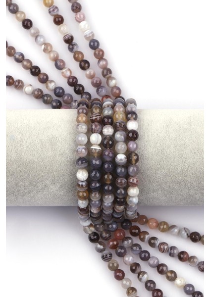 Botswana Akik Doğal Taş Dizi 6 mm Fasetli Küre Kesim