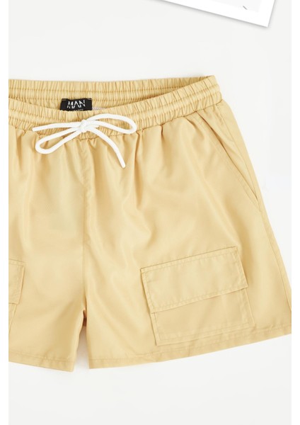 Cep Detaylı Erkek Deniz Şortu Hardal fiyatları