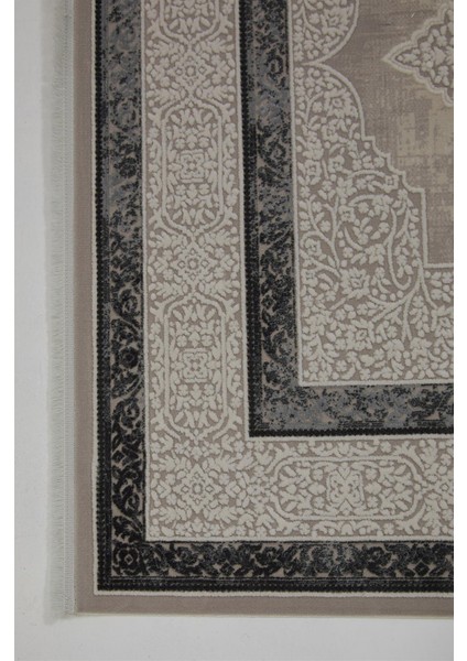 Çam Halı Miras 6808 Gri Enti Halı Klasik Eskitme Desenli Makine Halısı