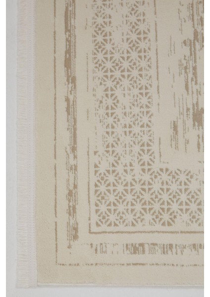 Çam Halı Lizbon 4503 Vizon Enti Halı Modern Eskitme Desenli Makine Halısı