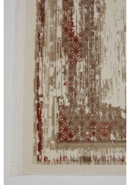 Çam Halı Lizbon 4502 Taba Enti Halı Modern Eskitme Desenli Makine Halısı