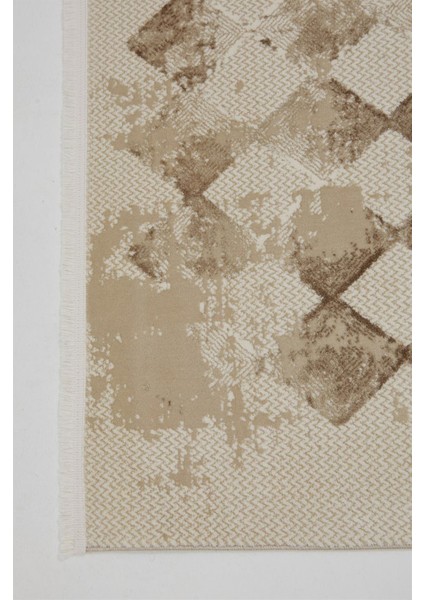 Çam Halı Lizbon 4507 Vizon Enti Halı Modern Eskitme Desenli Makine Halısı