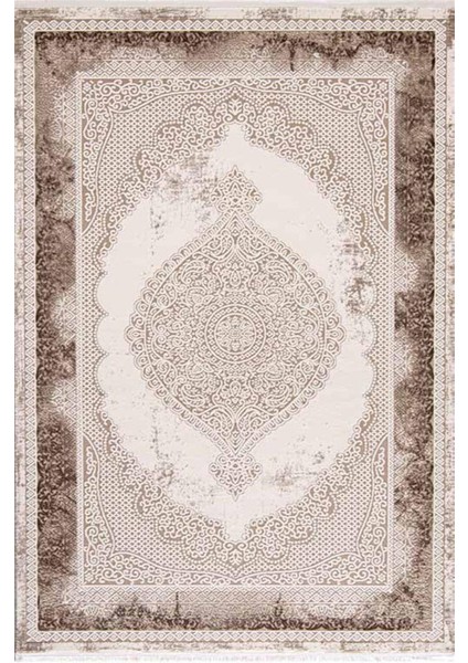 Çam Halı Lizbon 4509 Vizon Enti Halı Klasik Eskitme Desenli Makine Halısı