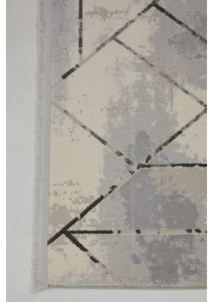 Çam Halı Lizbon 4511 Gri Enti Halı Modern Eskitme Desenli Makine Halısı