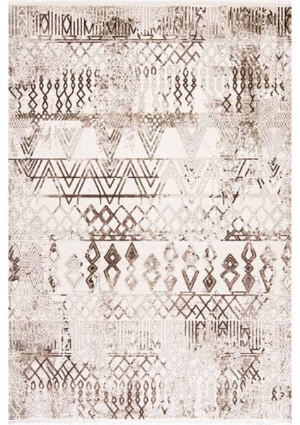 Çam Halı Lizbon 4504 Vizon Enti Halı Modern Eskitme Desenli Makine Halısı