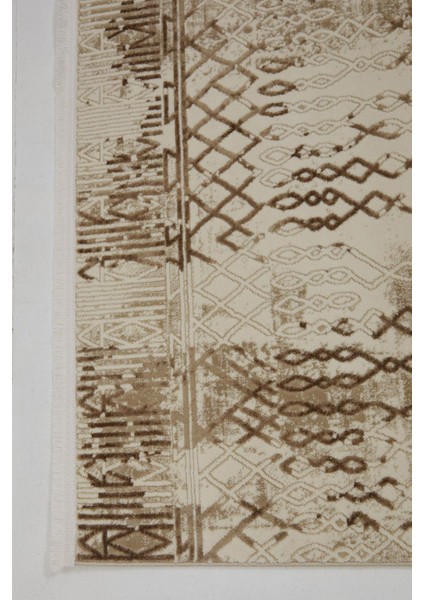 Çam Halı Lizbon 4504 Vizon Enti Halı Modern Eskitme Desenli Makine Halısı