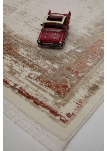 Çam Halı Lizbon 4502 Taba Enti Halı Modern Eskitme Desenli Makine Halısı