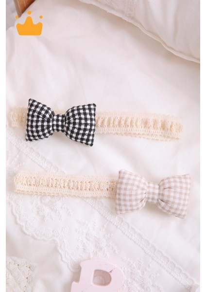 Kız Bebek 2'li Saç Bandı Bandana Set Siyah-Krem 1706 fiyatları