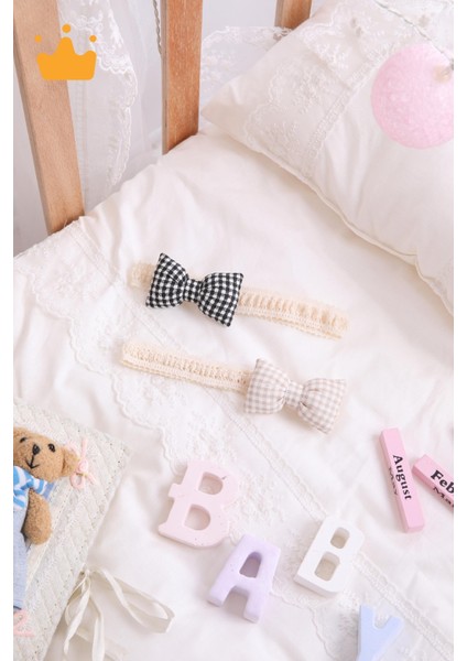 Kız Bebek 2'li Saç Bandı Bandana Set Siyah-Krem 1706 modelleri