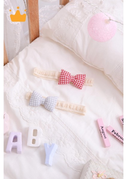 Kız Bebek 2'li Saç Bandı Bandana Set Kırmızı-Gri 1705 modelleri