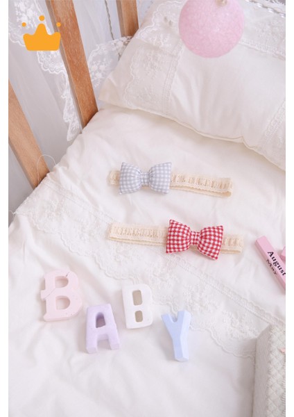Kız Bebek 2'li Saç Bandı Bandana Set Kırmızı-Gri 1705 fırsatları