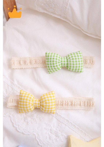 Kız Bebek 2'li Saç Bandı Bandana Set Yeşil-Sarı 1704