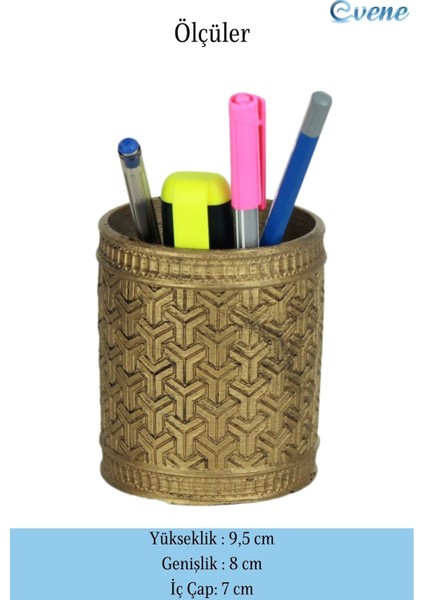 Kalemlik Altın Eskitme Renk Masa Kalemliği Organizer Kalemlik Y Desenli Model fiyatları