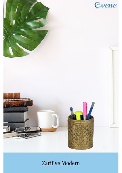 Kalemlik Altın Eskitme Renk Masa Kalemliği Organizer Kalemlik Y Desenli Model modelleri