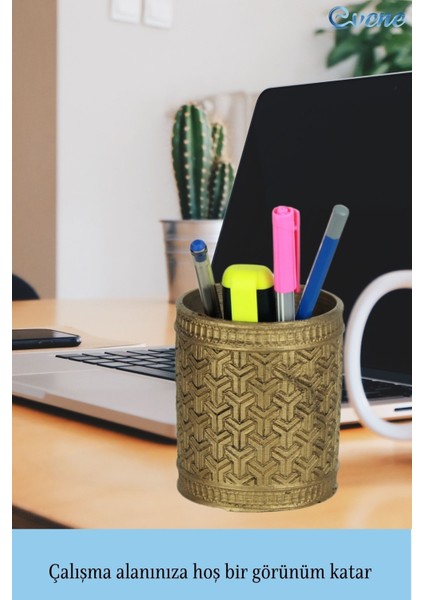 Kalemlik Altın Eskitme Renk Masa Kalemliği Organizer Kalemlik Y Desenli Model fırsatları