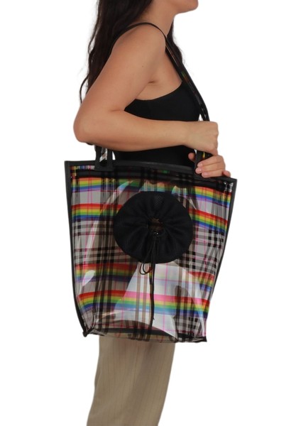 Omuz Askılı Şeffaf Kedi-Köpek Taşıma Çantası 41*39*14 cm 6 kg Rainbow Gökkuşağı