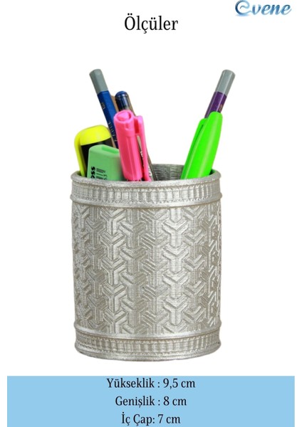 Kalemlik Gümüş Renk Masa Kalemliği Organizer Kalemlik Y Desenli Model fiyatları