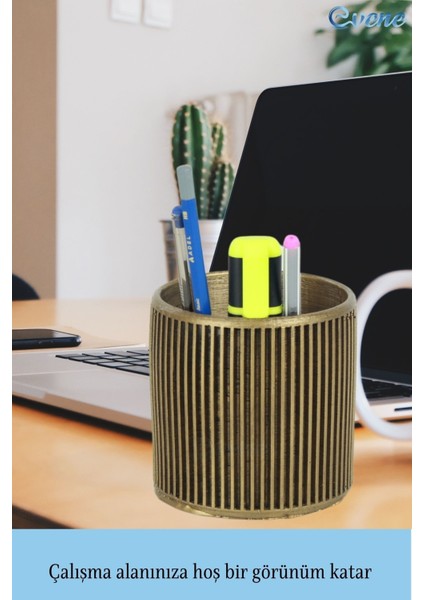 Kalemlik Altın Eskitme Renk Masa Kalemliği Organizer Kalemlik Düz Çizgili Model fırsatları