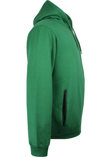 Erkek Büyük Beden Kapşonlu Sweatshirt 3 Iplik Yeşil indirimleri