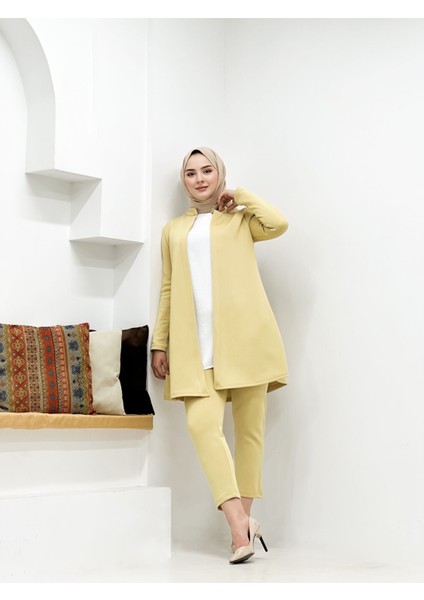 Tesettür Scuba Ceketli Pantolonlu Takım 40-42 - Hardal Sarısı fiyatları