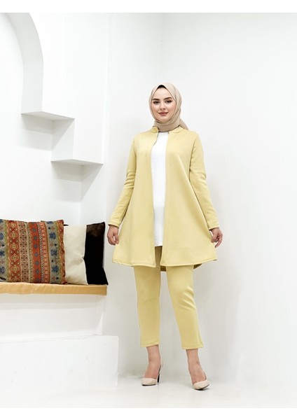 Tesettür Scuba Ceketli Pantolonlu Takım 40-42 - Hardal Sarısı modelleri