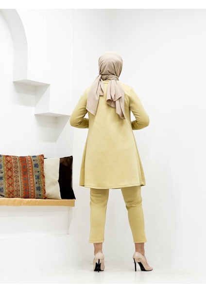 Tesettür Scuba Ceketli Pantolonlu Takım 40-42 - Hardal Sarısı indirimleri