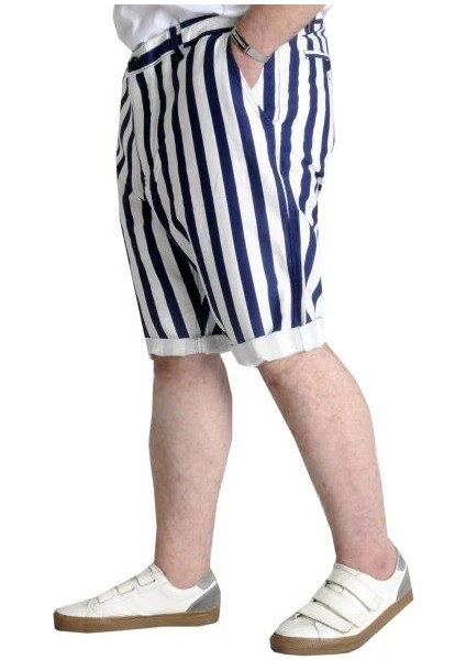 Büyük Beden Erkek Gabardin Kapri Çizgili 22412 Lacivert-Beyaz fiyatları