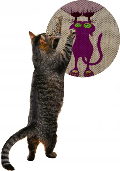 Desenli Çift Taraflı Kedi Tırmalama Paspası Yuvarlak Purple 36*36 cm