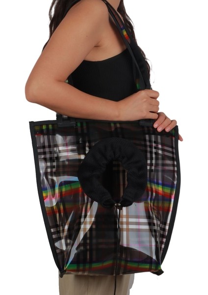 Omuz Askılı Şeffaf Kedi-Köpek Taşıma Çantası 41*39*14 cm 6 kg Black Rainbow