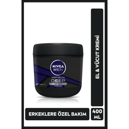 Nivea NIVEA Men El Ve Vücut Kremi Deep Impact 400ml, Nemlendirici