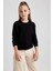 Kız Çocuk Siyah Bisiklet Yaka Triko Okul Hırkası N8407A623AU 4