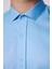 Modern Slim Fit Düz Saten Pamuklu Erkek Mavi Gömlek 4