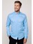 Modern Slim Fit Düz Saten Pamuklu Erkek Mavi Gömlek 1